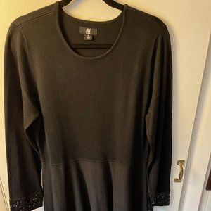 Jason Wu Black  Long Sleeve Sequin Cuff Sweater Dress